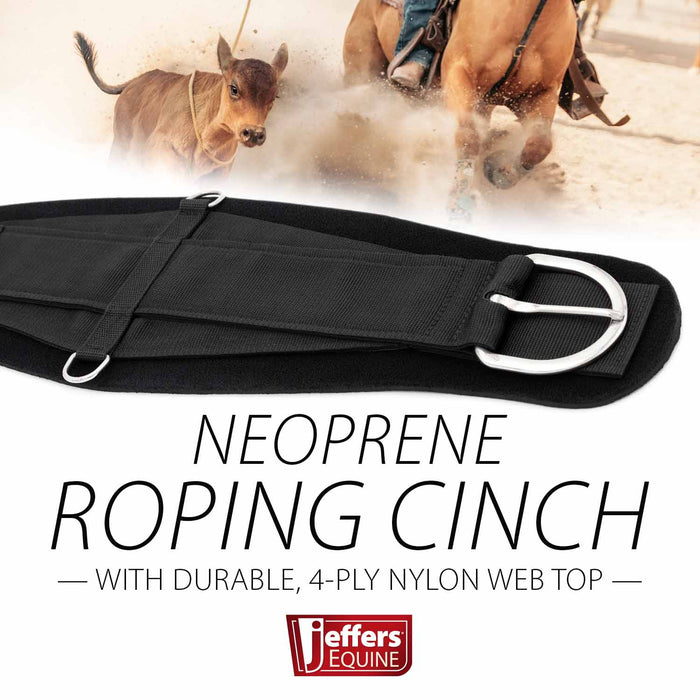 Jeffers Heavy - Duty Western Neoprene Roping Cinch with Stainless Steel Hardware - Y7RT - Black - 28" - 3