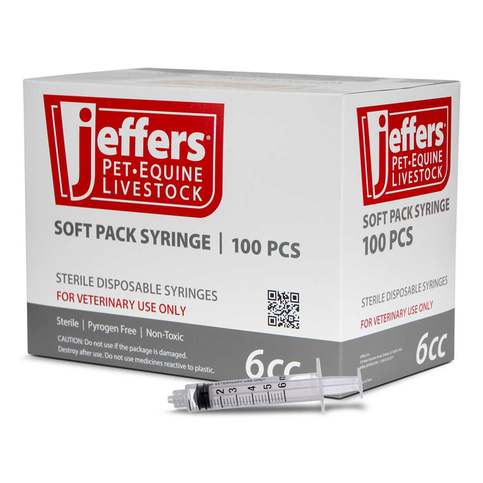 Jeffers Luer Lock Syringes, Boxes - XQCO - Luer Lock - 6 mL - 100 ct - 3