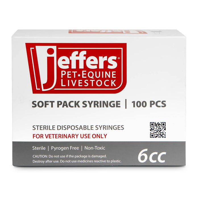 Jeffers Luer Slip Syringes, Box of 100 - XQCC - Luer Slip - 6 mL - 3