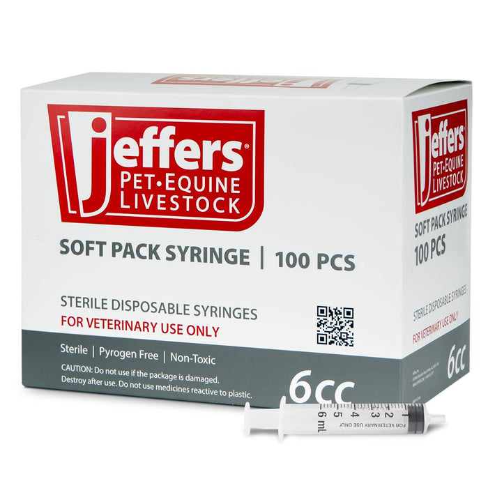 Jeffers Luer Slip Syringes, Box of 100 - XQCC - Luer Slip - 6 mL - 6