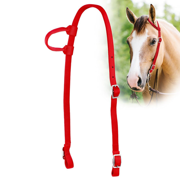 Jeffers Nylon One - Ear Western Horse Headstall - SSND - Red - 6