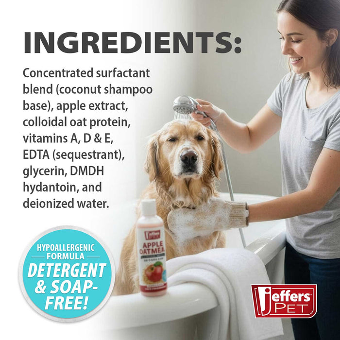 Jeffers Pet Apple Oatmeal All - Natural Hypoallergenic Dry Skin Shampoo for Dogs and Cats - TZP3 - 17 oz - 1 - 3