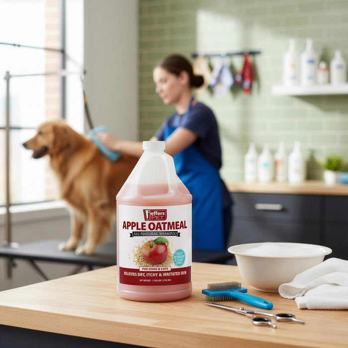 Jeffers Pet Apple Oatmeal All - Natural Hypoallergenic Dry Skin Shampoo for Dogs and Cats - TZP4 - 1 gallon - 1 - 8