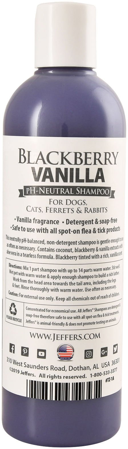 Jeffers Pet Blackberry Vanilla pH - Neutral Pet Shampoo - TZ1A - 17 oz - 1 - 2