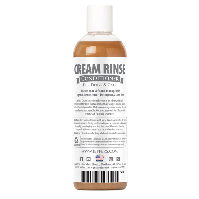 Jeffers Pet Cream Rinse Dog & Cat Conditioner with Coconut Oil - TZP9 - 17 oz - 1 - 2