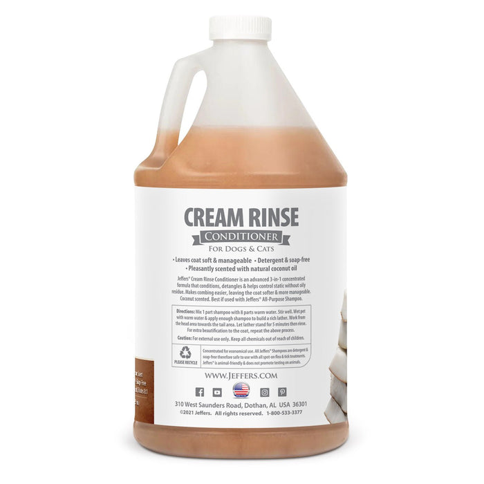 Jeffers Pet Cream Rinse Dog & Cat Conditioner with Coconut Oil - TZPA - gallon - 1 - 5