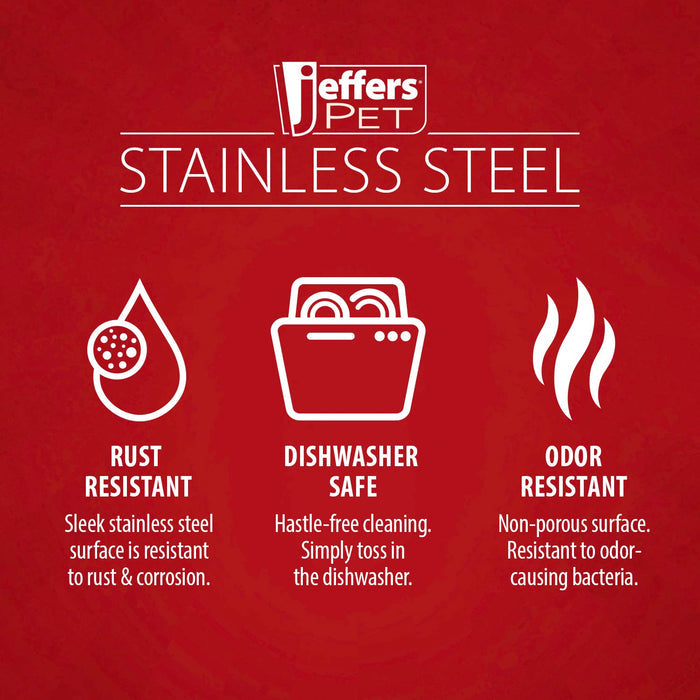 Jeffers Stainless Steel Embossed Wide - Lip Food & Water Pet Bowls - G3SR - 5 quart - Single - 11