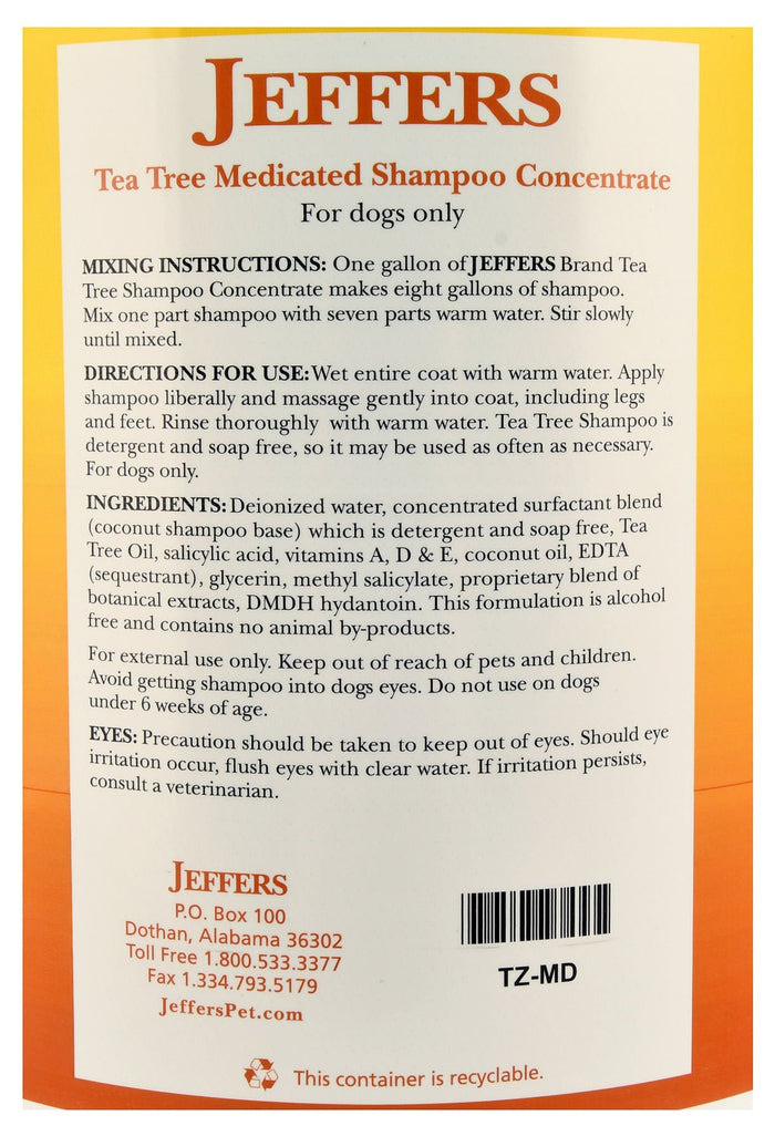Jeffers Pet Tea Tree (Melaleuca) Medicated Dog Shampoo for Dry Skin - TZMD - Gallon - 1 - 3