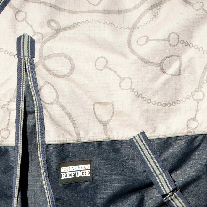 Jeffers Poplar Head Uniquely English 1200D Medium Weight Turnout Blanket, 240g - Waterproof & Breathable Horse Blanket - GAG1NK - Latte Snaffles & Irons - 66 in - 4