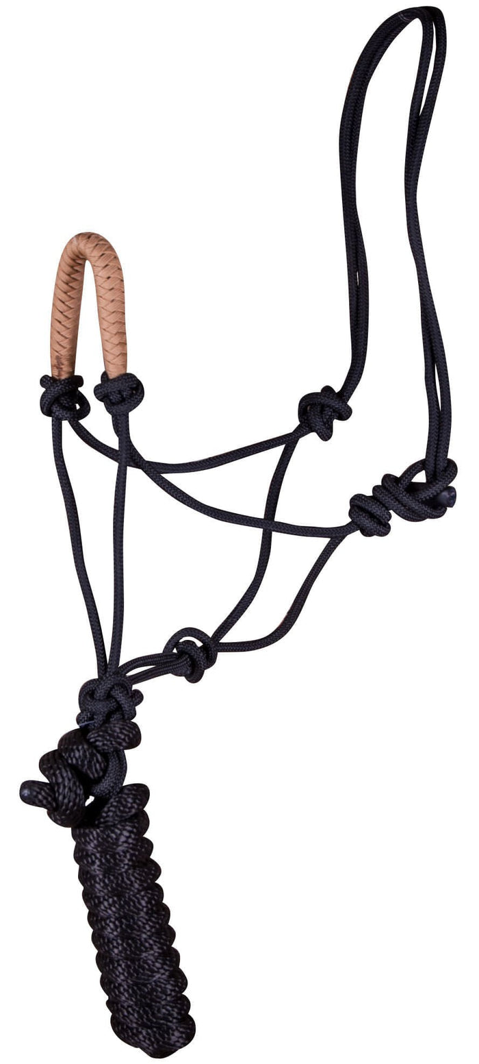 Jeffers Solid Nose Braided Poly Rope Horse Halter & Lead Set - 121SM - Tan - 3