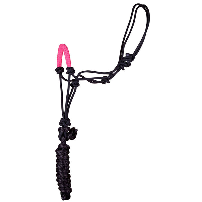 Jeffers Solid Nose Braided Poly Rope Horse Halter & Lead Set - 121SQ - Hot Pink - 6