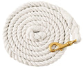 Jeffers Twisted Solid Cotton Horse Lead Ropes with Brass Bolt Snap, 10' L - IATF - White - 1
