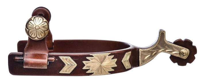 Jeffers Women's Western & Barrel Racing Spurs – Stainless Steel, Rosebud, Ball End & 10 Point Options - A8DY - Antique Brown Steel with German Silver Accents Rosebud Spurs - Pair - 2 ct - 2