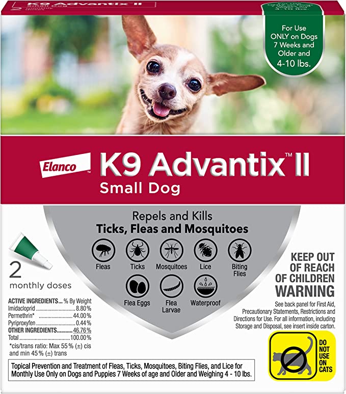 K9 Advantix II Flea and Tick Prevention for Dogs - E8AK - Small Dogs (4 - 10 lbs) - 2 pack (2 Month Supply) - 1
