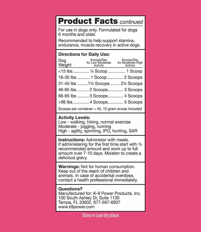 K9 Power Super Fuel Performance Supplement for Dogs - OGS2 - 1 lb - 4