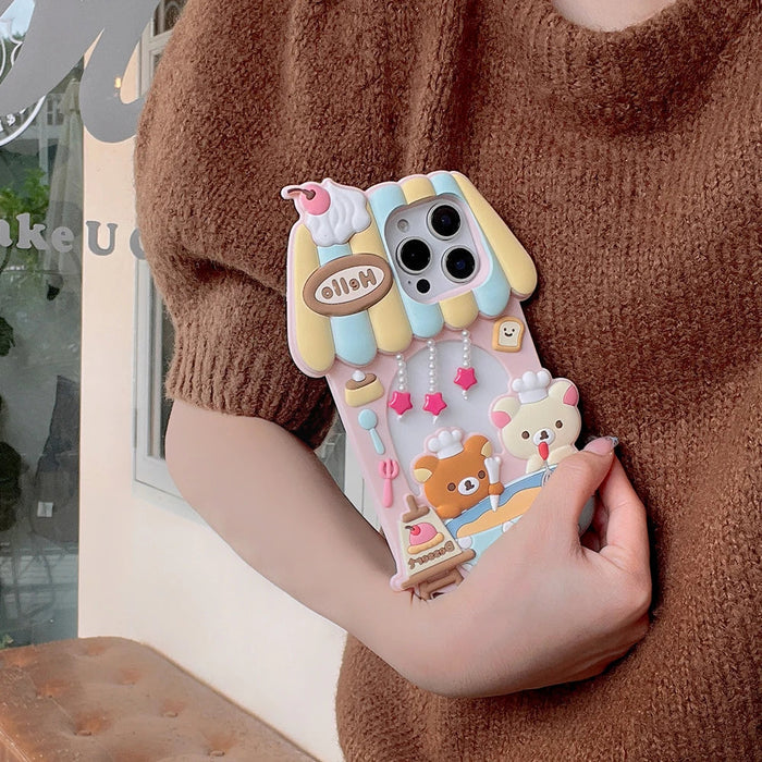 Kawaii 3D Cartoon Rilakkuma Dessert Story Chef Bear Phone Case PhoneShells