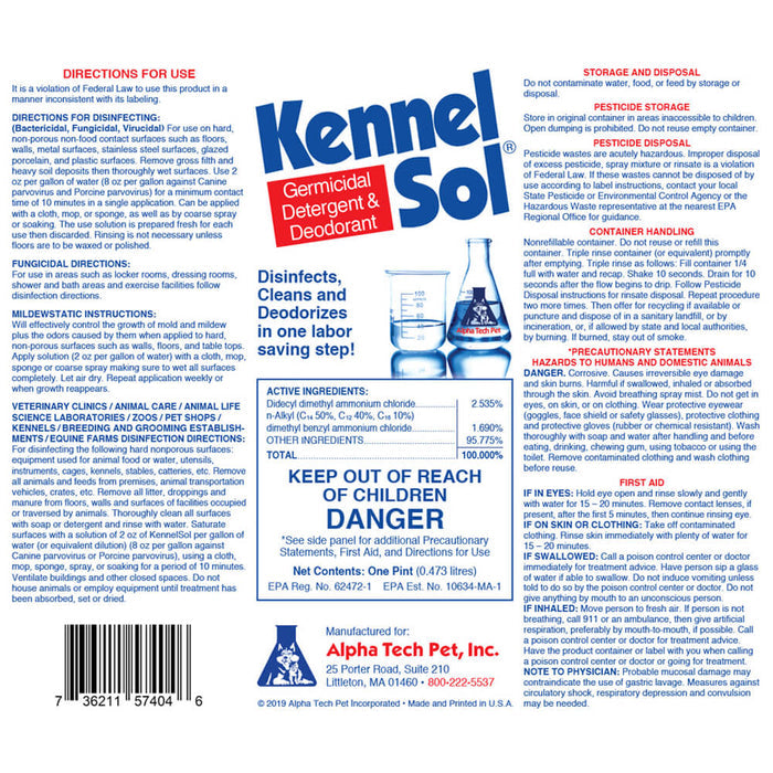 KennelSol Germicidal Detergent & Deodorant - 005ALPHA-4160 - 1 pint - 3