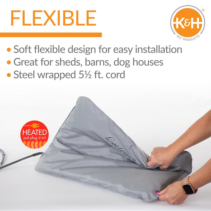 K&H Lectro - Soft Indoor/Outdoor Heated Pet Bed - PCKF - Medium, 19" x 24" (40W) - 4