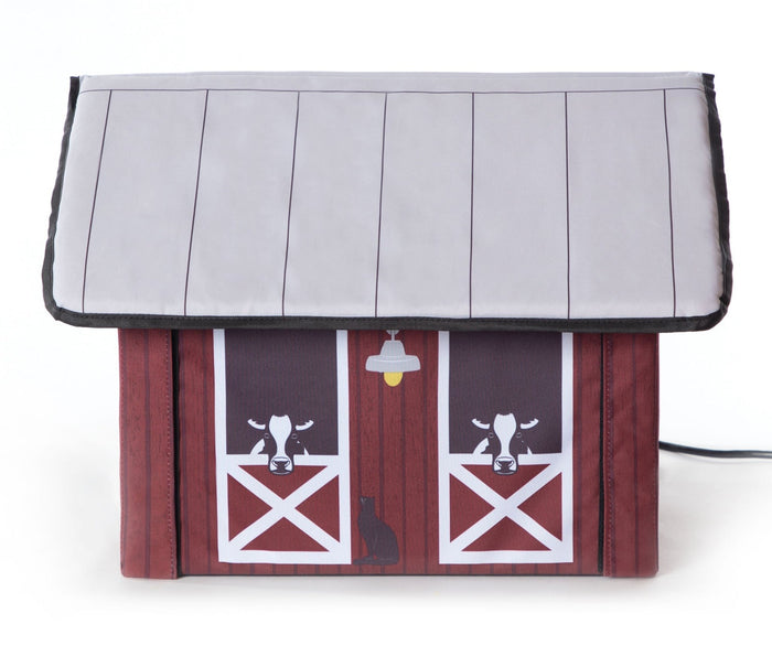 K&H Pet Products Outdoor Heated Kitty House Cat Shelter - PCU3 - Red Barn - 19" x 22" x 17" - 3