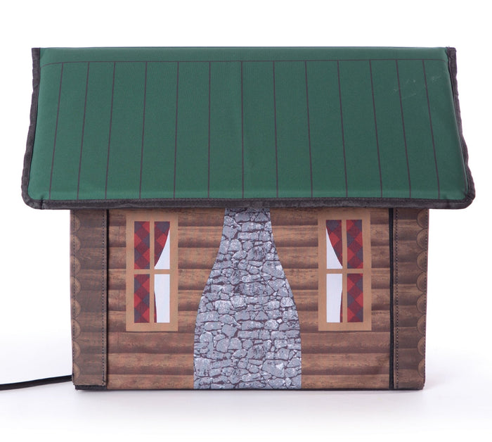 K&H Pet Products Outdoor Heated Kitty House Cat Shelter - PCU5 - Brown Log Cabin - 19" x 22" x 17" - 8