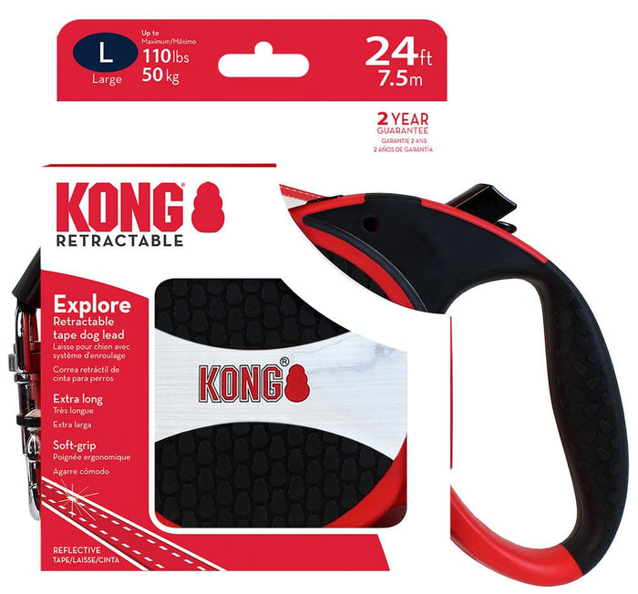 KONG Explore Retractable Leash - P4W46 - Red - 2