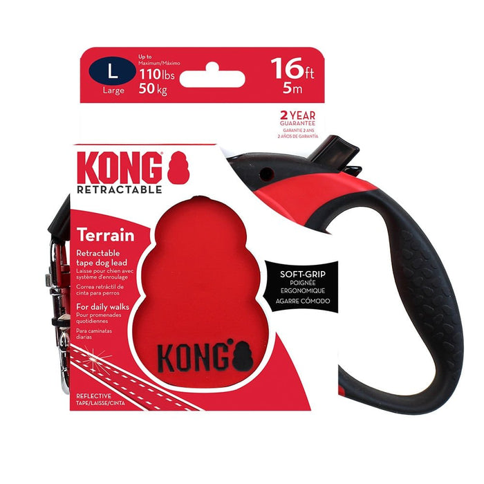 KONG Terrain Retractable Leash - P4W3R - Red - Large - 6