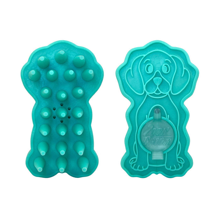 KONG ZoomGroom Dog Grooming Brush with Shampoo Compartment - K912C - Teal - LG - 1