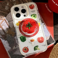 Korean Vegetable 3D Cartoon Tomato Bracket Magnetic Phone Case For iPhone PhoneShells
