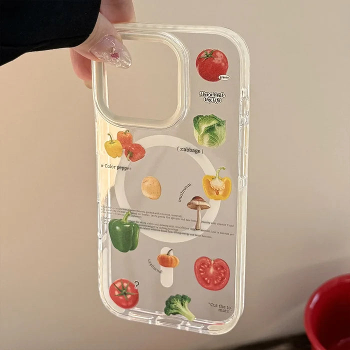 Korean Vegetable 3D Cartoon Tomato Bracket Magnetic Phone Case For iPhone PhoneShells