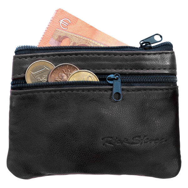 Black Lambskin Travel Wallet - with money