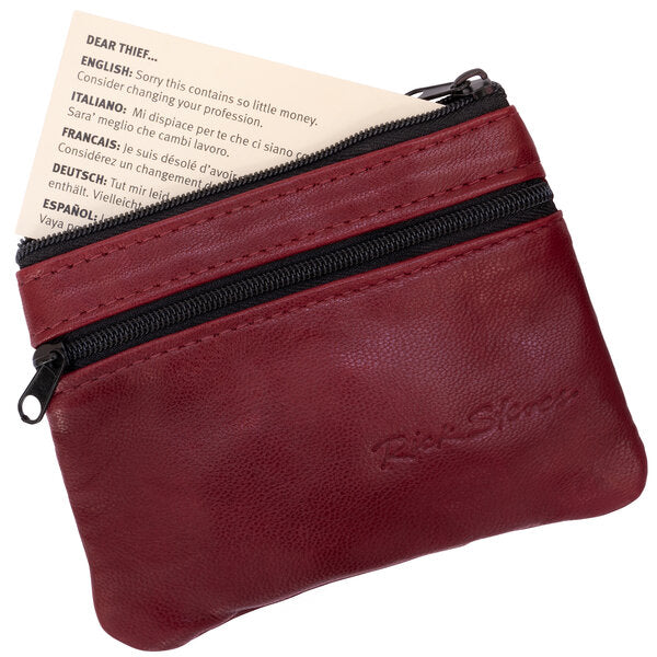Dark Red Lambskin Travel Wallet - with note