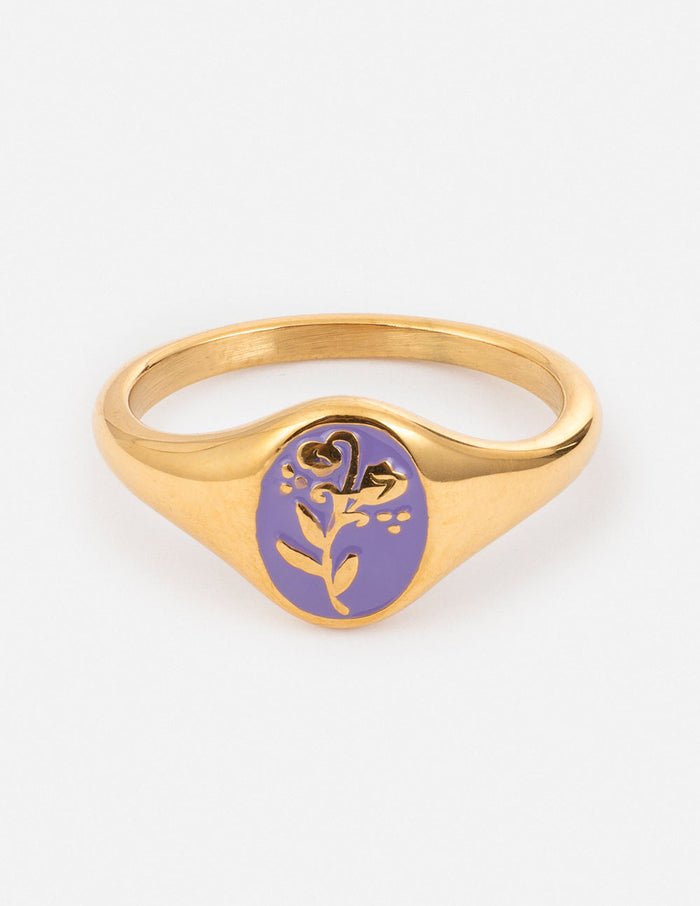 Lavender Flower Signet Ring Elevated Faith