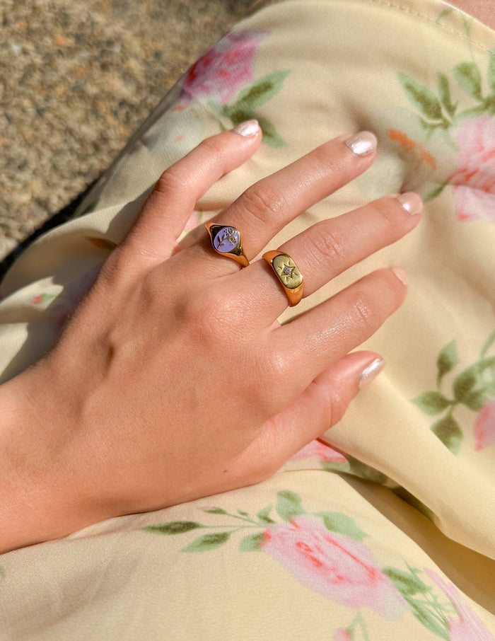 Lavender Flower Signet Ring Elevated Faith