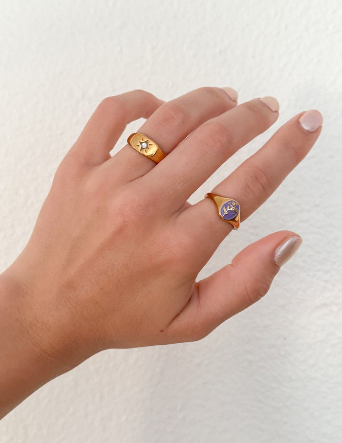 Lavender Flower Signet Ring Elevated Faith