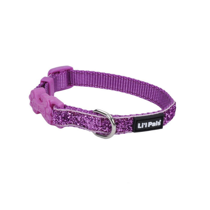 Li'l Pals Adjustable Dog Collar with Glitter Overlay - C21C5 - Orchid Sparkles - Petite X - Small - 3/8" x 6" - 8" - 1