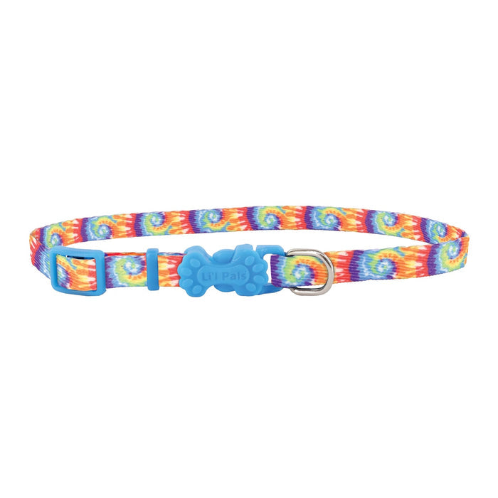 Li'l Pals Adjustable Patterned Dog Collar - C21B2 - Bright Tie Dye - Petite X - Small - 3/8" x 6" - 8" - 2