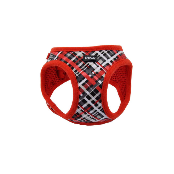 Li'l Pals Canvas Dog Harness - C21CN - Red and Grey Plaid - X - Small - 3/8" x 8" - 10" - 4