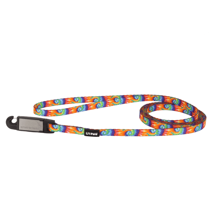 Li'l Pals Patterned Dog Leash with E - Z Snap - C21BK - Bright Tie Dye - X - Small - 3/8" x 6' - 2