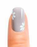 Stickers ongles en gel Lilwen gris transparent avec fleurs blanches