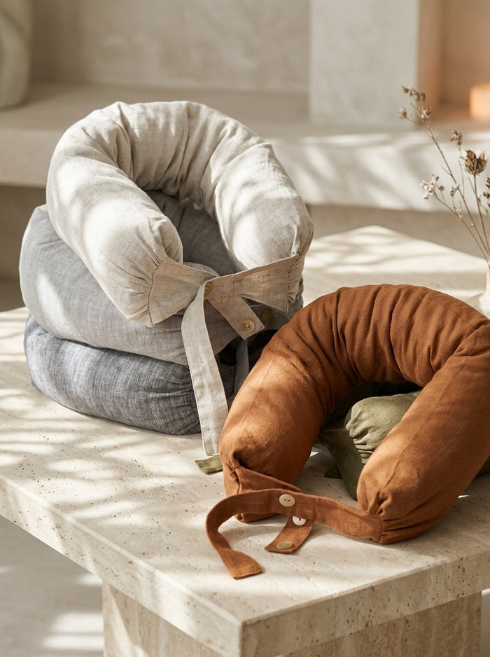 Linen Adjustable Neck Support Travel Pillow LINTICO