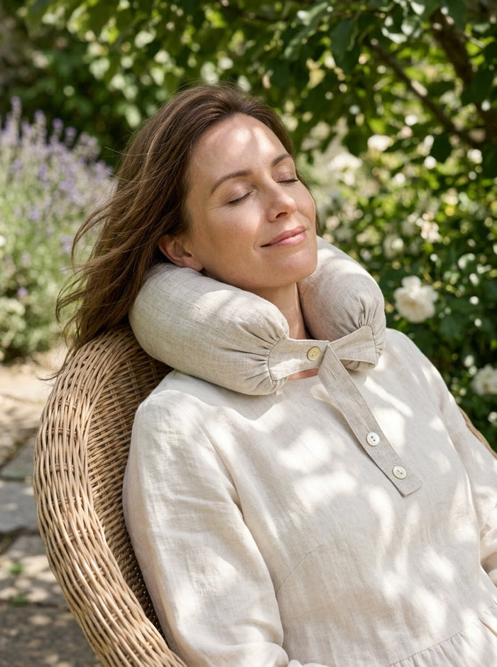 Linen Adjustable Neck Support Travel Pillow LINTICO