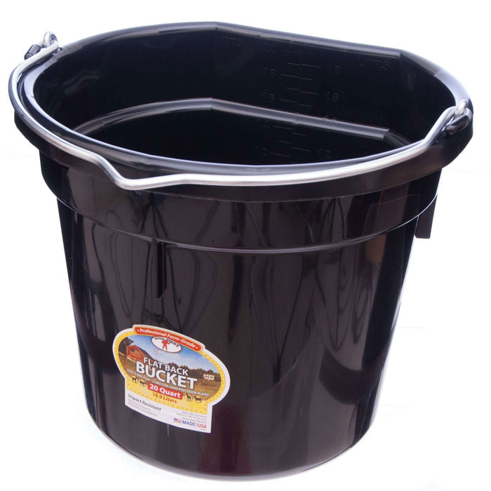 Little Giant Flat - Back Buckets – Impact - Resistant, Easy to Hang, 8 qt & 20 qt - M3FG - Black - 20 qt (5 gallons) - 2