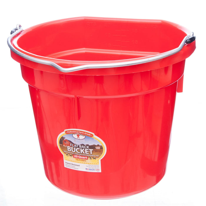 Little Giant Flat - Back Buckets – Impact - Resistant, Easy to Hang, 8 qt & 20 qt - M3FI - Red - 20 qt (5 gallons) - 6