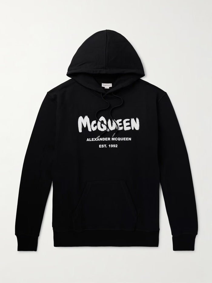 Alexander Mcqueen Logo Print Hoodie Black
