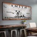 Longhorn Rustic Cattle Sign Tailored Canvases