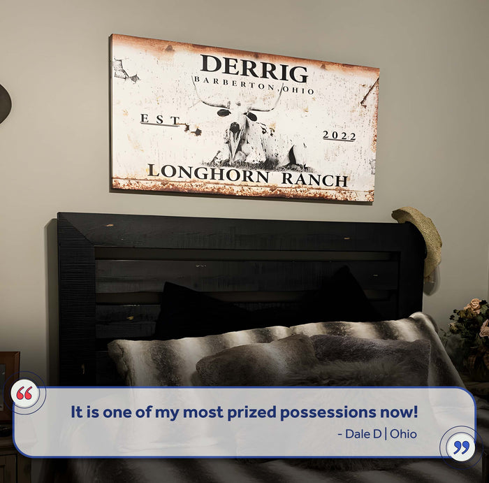 Longhorn Rustic Cattle Sign Tailored Canvases