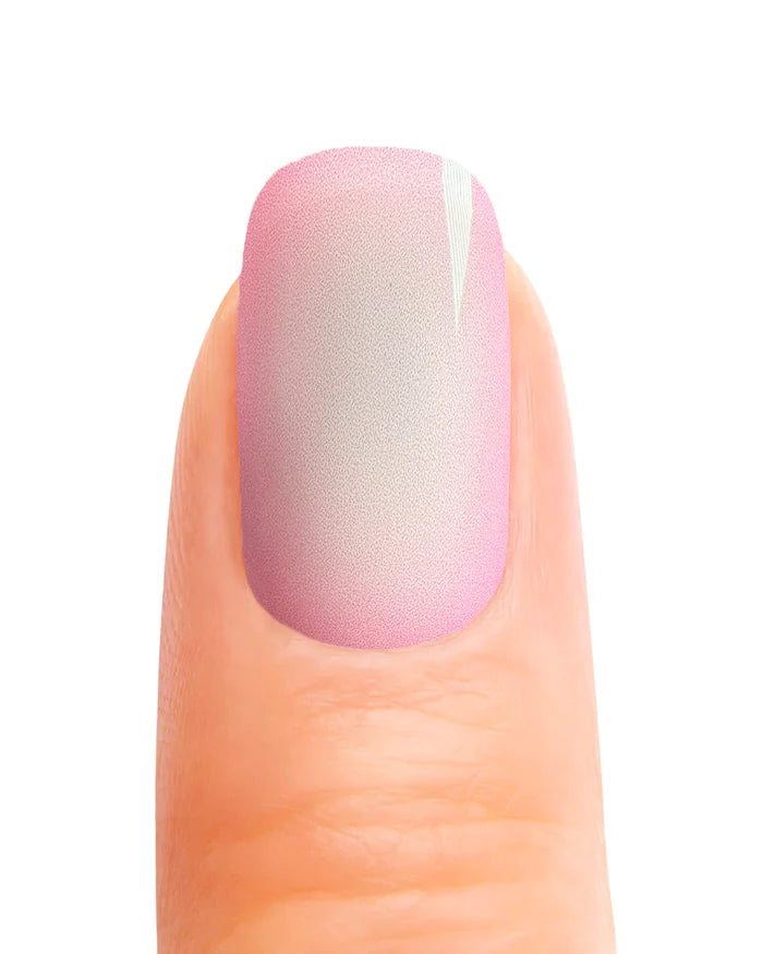 Stickers ongles gel Lorina dégradé rose et blanc avec finition brillante effet halo