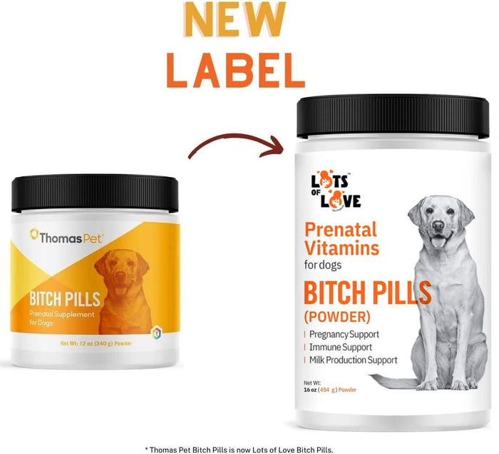 Lots of Love Bitch Pills & Powder - Dog Prenatal & Lactation Supplement for Pregnancy, Nursing & Newborn Support - LOL13 - Powder - 16 oz - 2