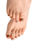 Stickers pédicure gel brun taupe brillant sur ongles des pieds