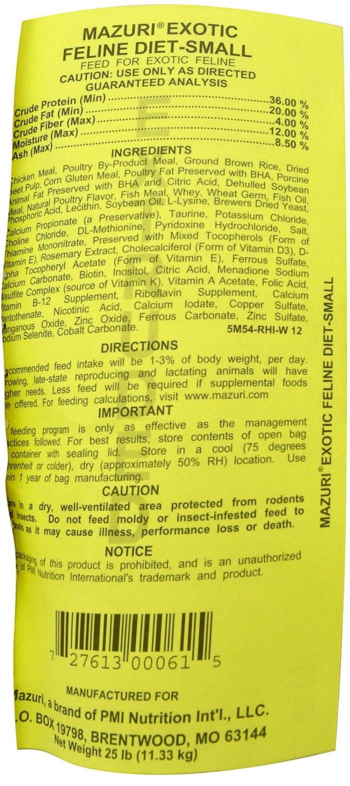 Mazuri Small Exotic Feline Diet, 25 lbs - PANR1 - 2